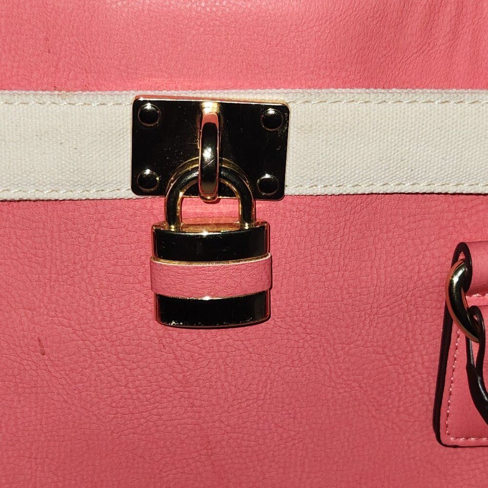 Hot Coral Pink Satchel Purse/ Tote - Picture 5 of 10
